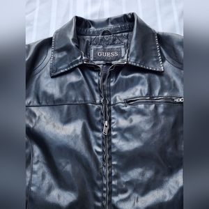 Men's XL Faux Leather Guess Black Jacket